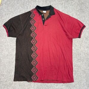 Vintage Head Polo Shirt Mens‎ Large Red Brown Southwestern Geometric Made in USA